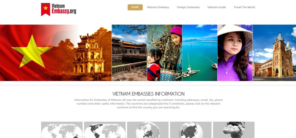 contact information of Vietnam embassies all over the world