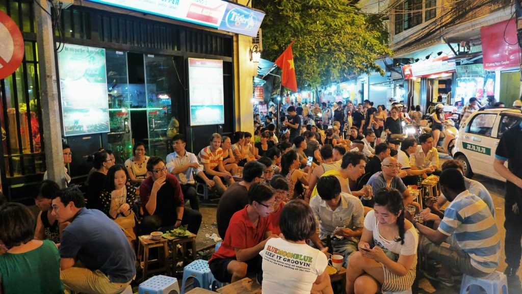 enjoying street food Vietnam